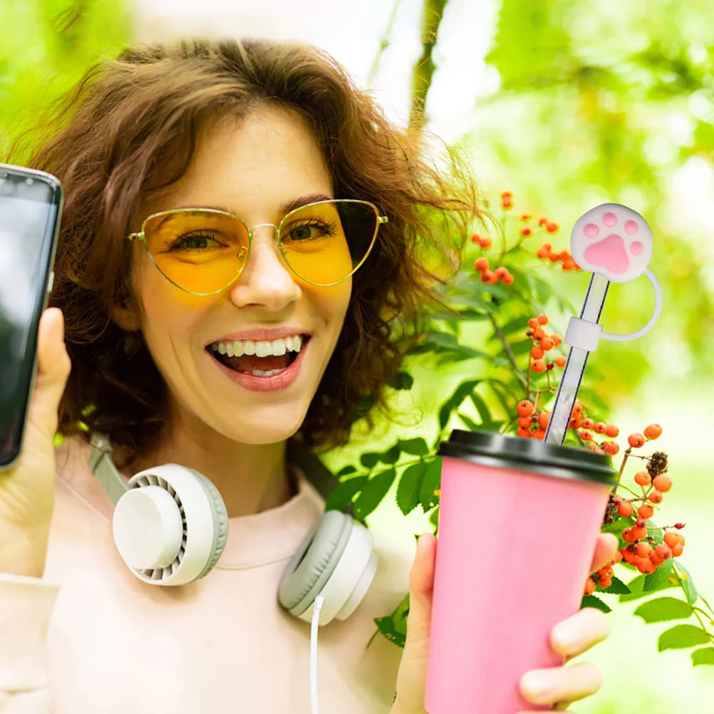 

2pcs Silicone Flower Straw Plugs 6-8Mm Reusable Dust-Proof Leak-Proof Airtight Caps For Outdoor Straw Protector Covers Kitchen