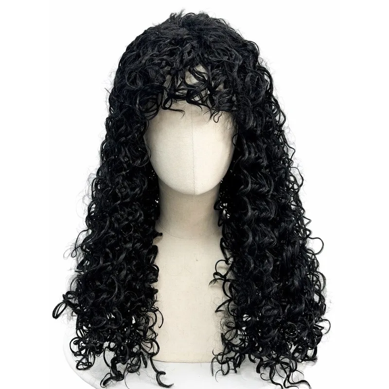 Black Wig Women Synthetic Long Curly Hair Afro Kinky Curls Natural Daily Party Cosplay Costume