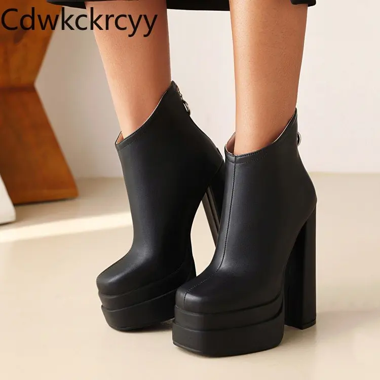 

Autumn and winter fashion high-heeled Women's Boots banquet black sexy Super-high heel Women's Shoes high 15cm plush size 34-46