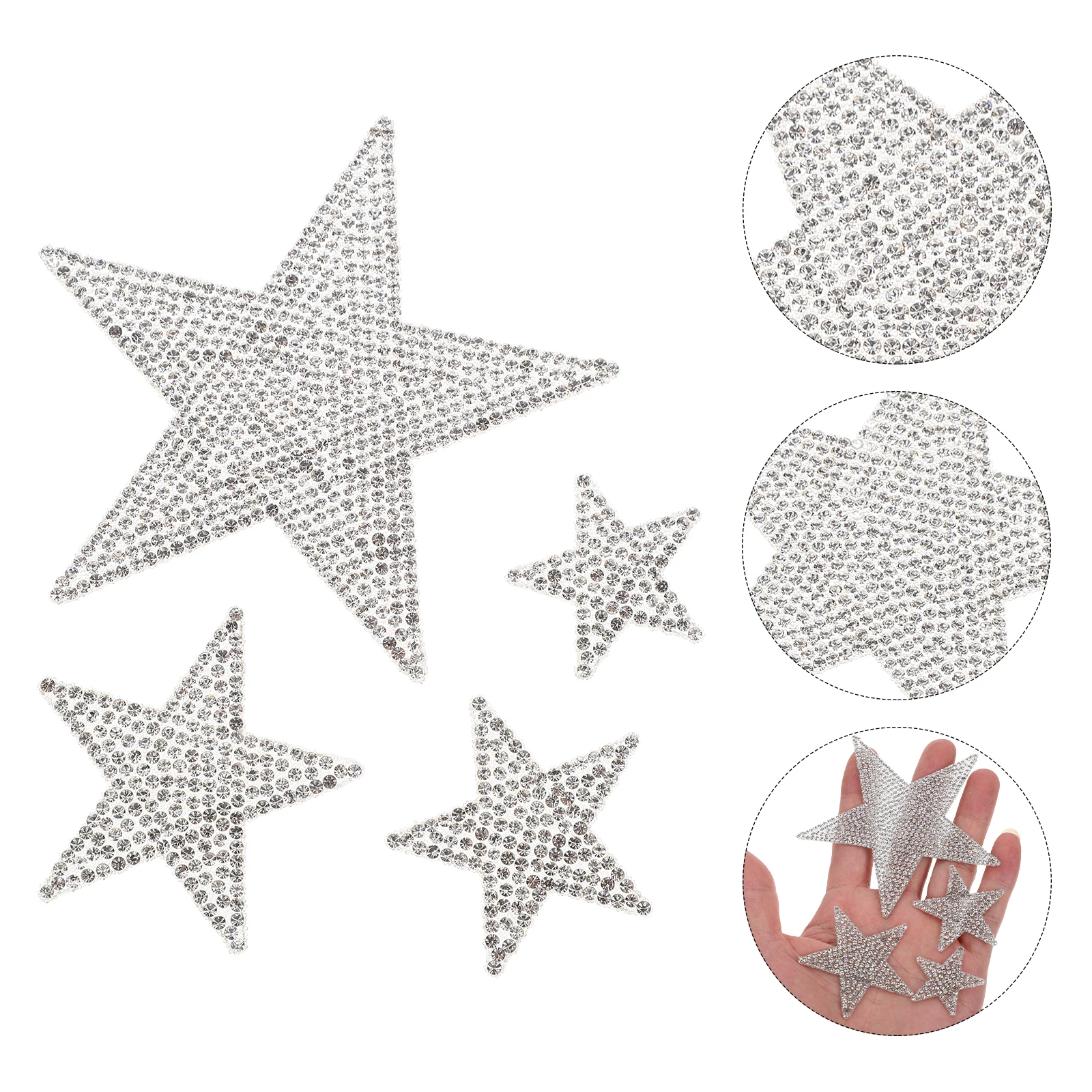 

Rhinestone Car Stickers 5-pointed Star Design Waterproof Bling Decals Bumper Reflective Long-lasting Car Decorations Stylish