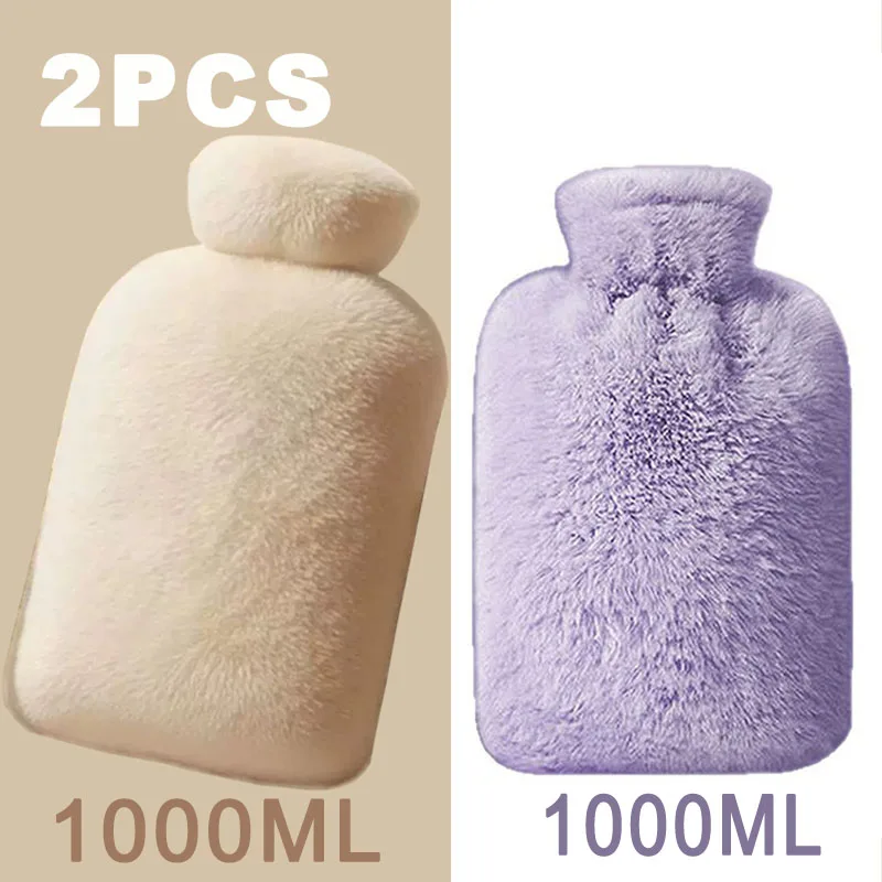 

1/2PCS1000ML Soft Hand Warmer Hot Water Bag Bottles Removable Washable Foot Warmer with Cloth Cover Explosion-Proof Girl Winter