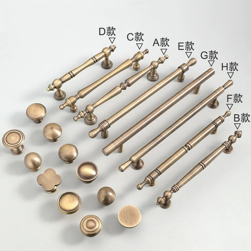 1pcs Antique Bronze Brass Pull Handles Vintage Cabinet Door Drawer Wardrobe Handles Knobs