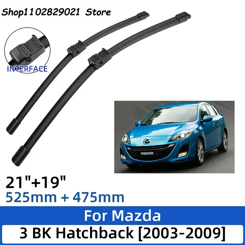 

For Mazda 3 BK Hatchback 2003-2009 21"+19"Front Rear Wiper Blades Windshield Windscreen Window Cutter Accessories 2008 2009