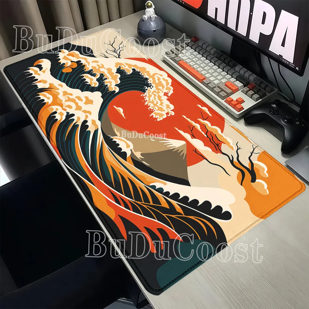 The Great Wave sunset Gaming keyboard Mouse Pad Cushions Non-slip Mousepad on The Table Carpet HD printing overlock XXL Desk Mat