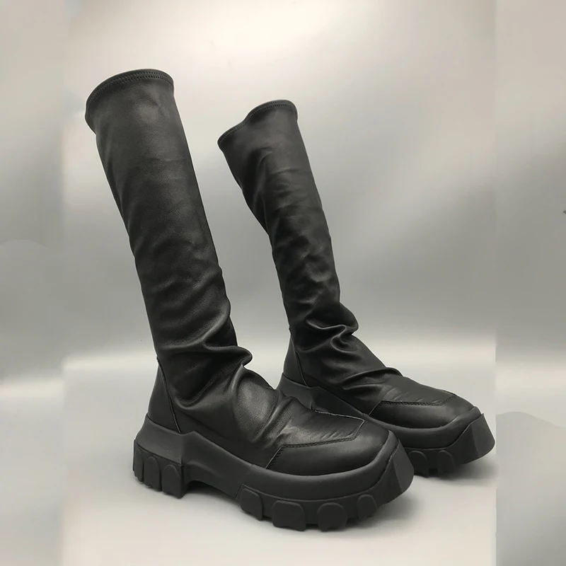 

R0 Boots Women Mid-calf Boots TPU Sole Sneaker Men's Ankle Boots Women Height Increasing Casual Shoes