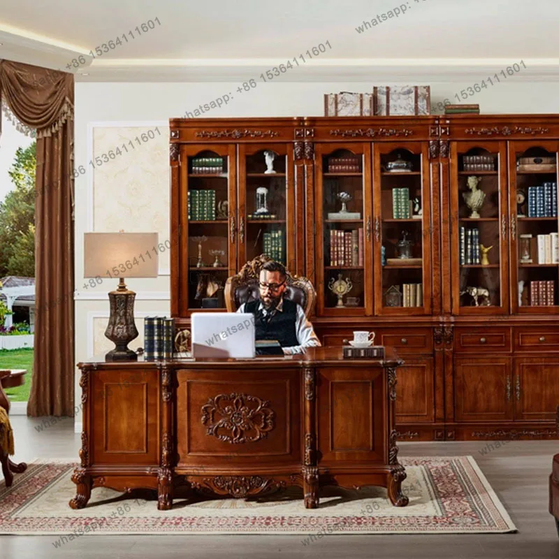 FG Wooden Luxury Office Desk Executive Reception Modern Study Aesthetic Office Desk Design Crafts Ufficio Commercial Furniture