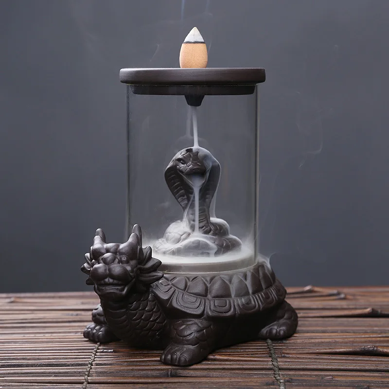 

Dragon Turtle Xuanwu Purple Sand Ceramic Backflow Incense Burner Creative Decoration Home Gift