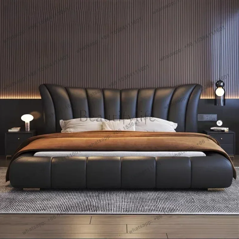 LJY Double Beds 180x200cm Frames And Bed Bases Bedroom Complete Queen Bed Frames With Headboard Bedtable Luxury King Size Beds