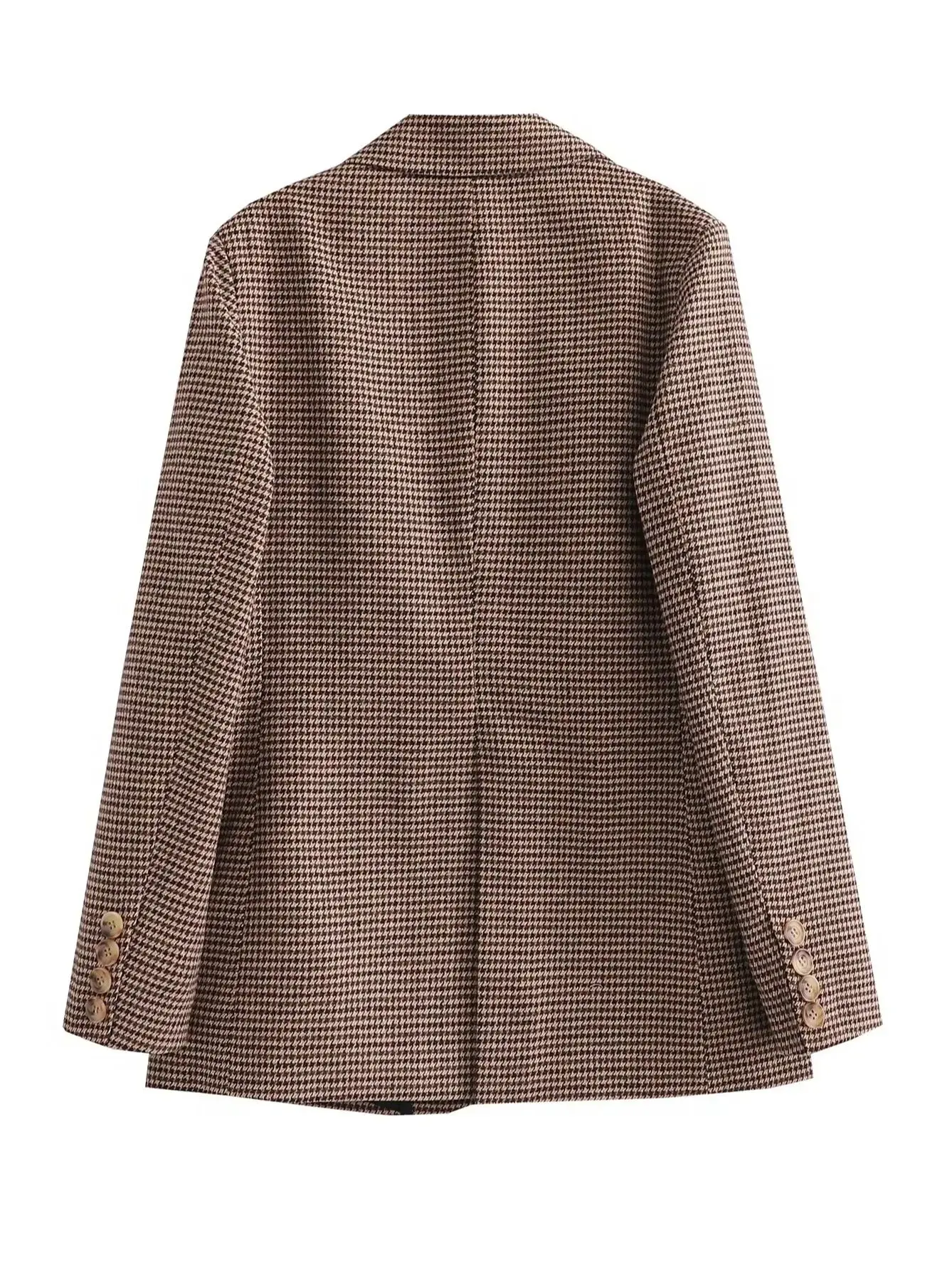 XNWMNZ-Blazer pied-de-poule pour femme, mini jupe plissée large, décoration structurée en cuir, mode féminine, ensemble 2 pièces, 2024