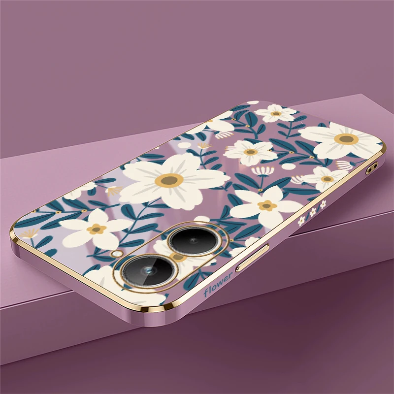 Flower Floral Pattern Phone Case For OPPO Realme 12 Pro Plus 12 10 11 Pro 9i 4G 11 5G Plating Silicone Soft Shockproof Cover - Image 6