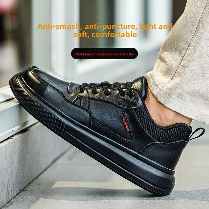 작업화 안전화 절연 강철 발가락 보호 부드러운 밑창 안전 통기성 운동화 천공 방지 내마모성 경량