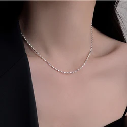 New 925 Sterling Silver Choker Olive Rice Ball Chain Necklace Gold  Shiny Prime Chain Gift For Girl Fine Accessories NK155