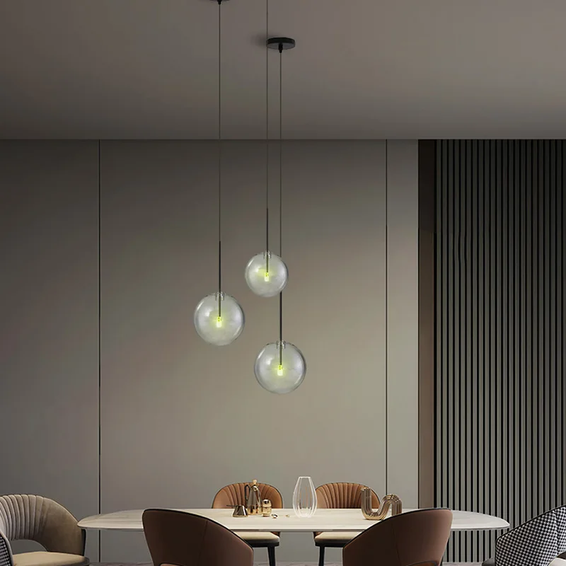 Nordic Modern Chandelier Pendant Lights Fixture Glass Ball Lampshade Bedroom Dining Room Hanging Lamp Restaurant Decor Lustre