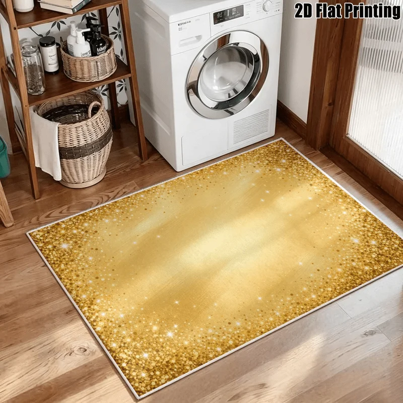 1Pc Luxury Gold Glitter Gradient Pattern Printed Rug, Machine Washable, Personalized Decoration, Universal for Luxury Style, Applicable to Living Room, Bedroom, Entryway, Office, Corridor and Other Areas