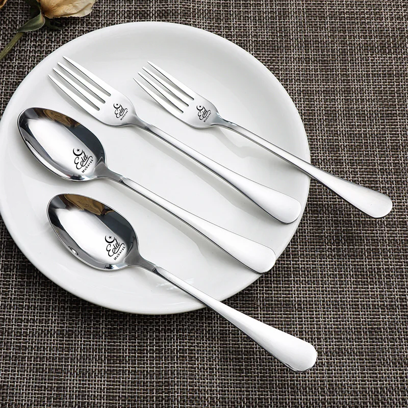 Laser Stainless Steel Tableware Modern and Minimalist Home Use Hotel Dessert Spoon Fruit Fork Spoon and Fork Set