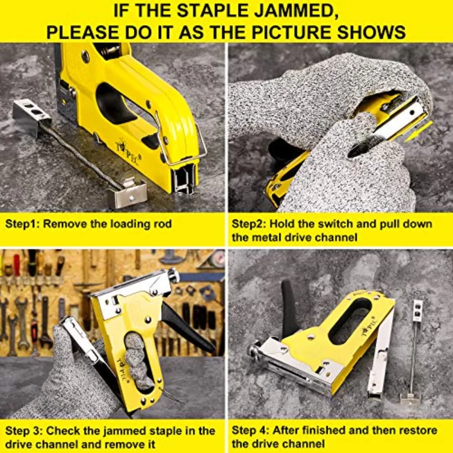 布張り用ステープルガン 3 in 1 ヘビーデューティー ステープルガン 家庭用 900個のステープル付き 手動ブラッドライラー 固定材用パワー C