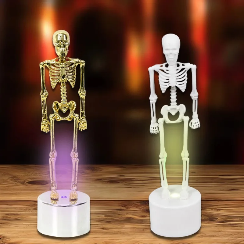 New Skeleton Figurine Set Full Body Skull Collectibles with LED Light Gothic Desktop Decor for Office Living Room Bedroom Party