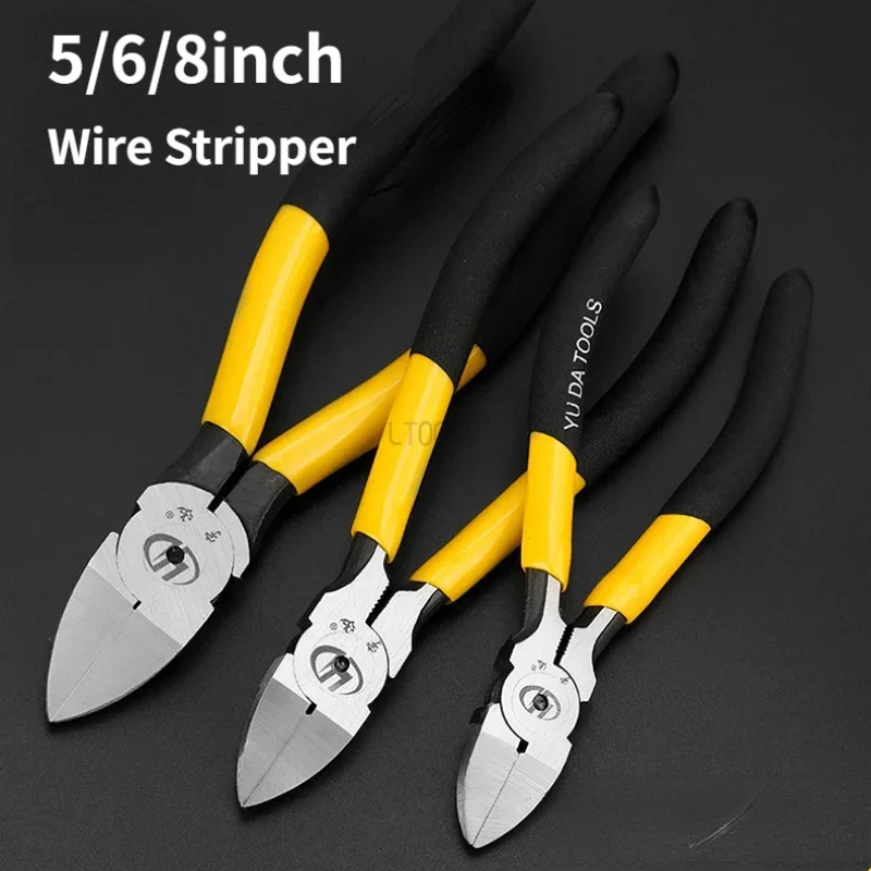 Diagonal Pliers Electrical Wire Cable Cutters Cutting Side Snips Flush Pliers Hand Tools 5/6/8inch Wire Stripper Plastic Nippers