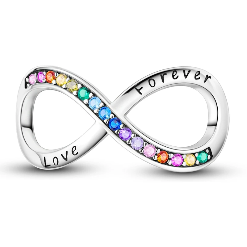 925 Sterling Silver Infinity Love Charms Beads Fit Original Bracelets Bag Keychain Earring Pendant Diy Women Jewelry Gift
