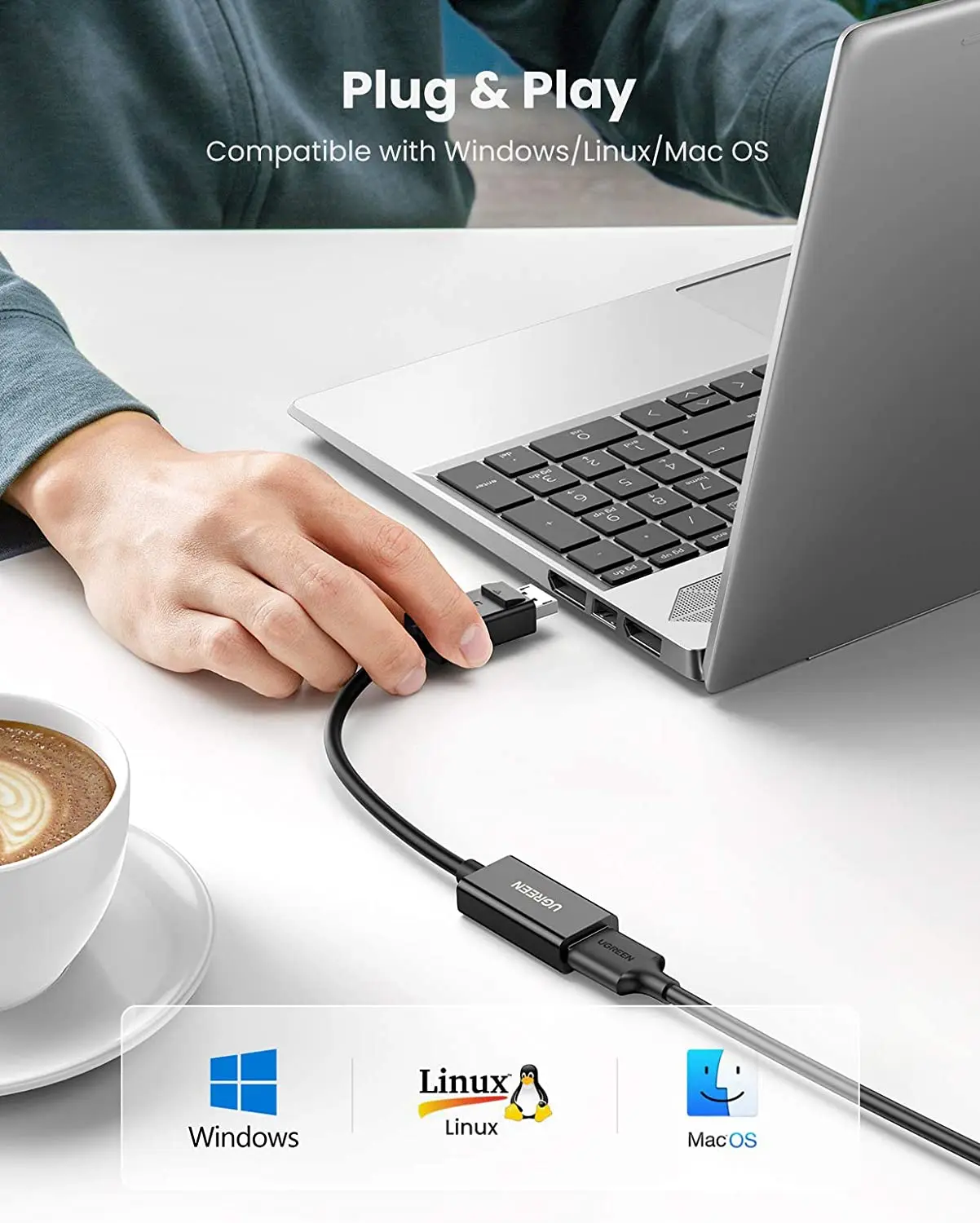 Adaptador UGREEN DisplayPort a HD-MI 4K 60Hz macho a hembra DP a HD-MI convertidor Cable de pantalla de vídeo