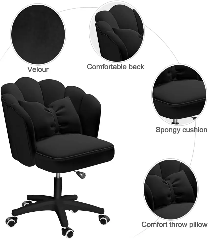 Desk Chair Velvet Home Office Butterfly Chairs with Bow Cushion Makeup Vanity Chair for Bedroom Computer Task Chairs