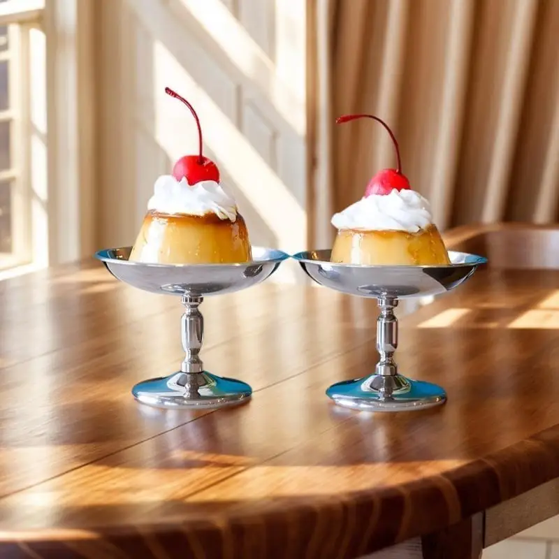 Stainless Steel Dessert Bowl for Home and Restaurant Use Footed Ice Cream Cup