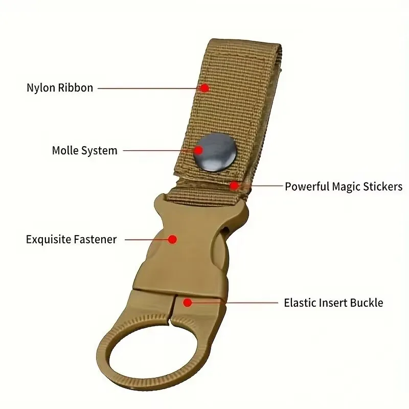 Buckle Hook Water Bottle Holder Clip Climbing Carabiner Belt Backpack Hanger Hooks Water Bottle Nylon Webbing Multifunction Wate