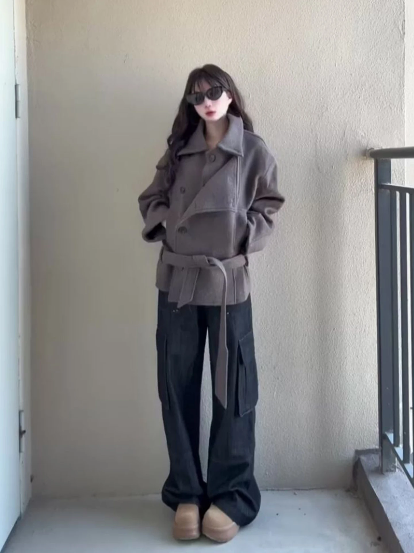 

Повседневное свободное длинное шерстяное пальто све, женское осенне-зимнее новое утягивающее повседневное твидовое пальто средней длины для поездок на работу