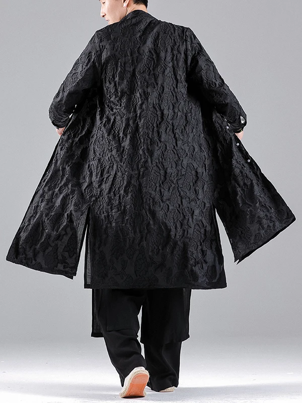 

Мужской ханьфу из дышащего хлопка и льна, длинный, легкий, весенне-летний, модный повседневный наряд на все сезоны