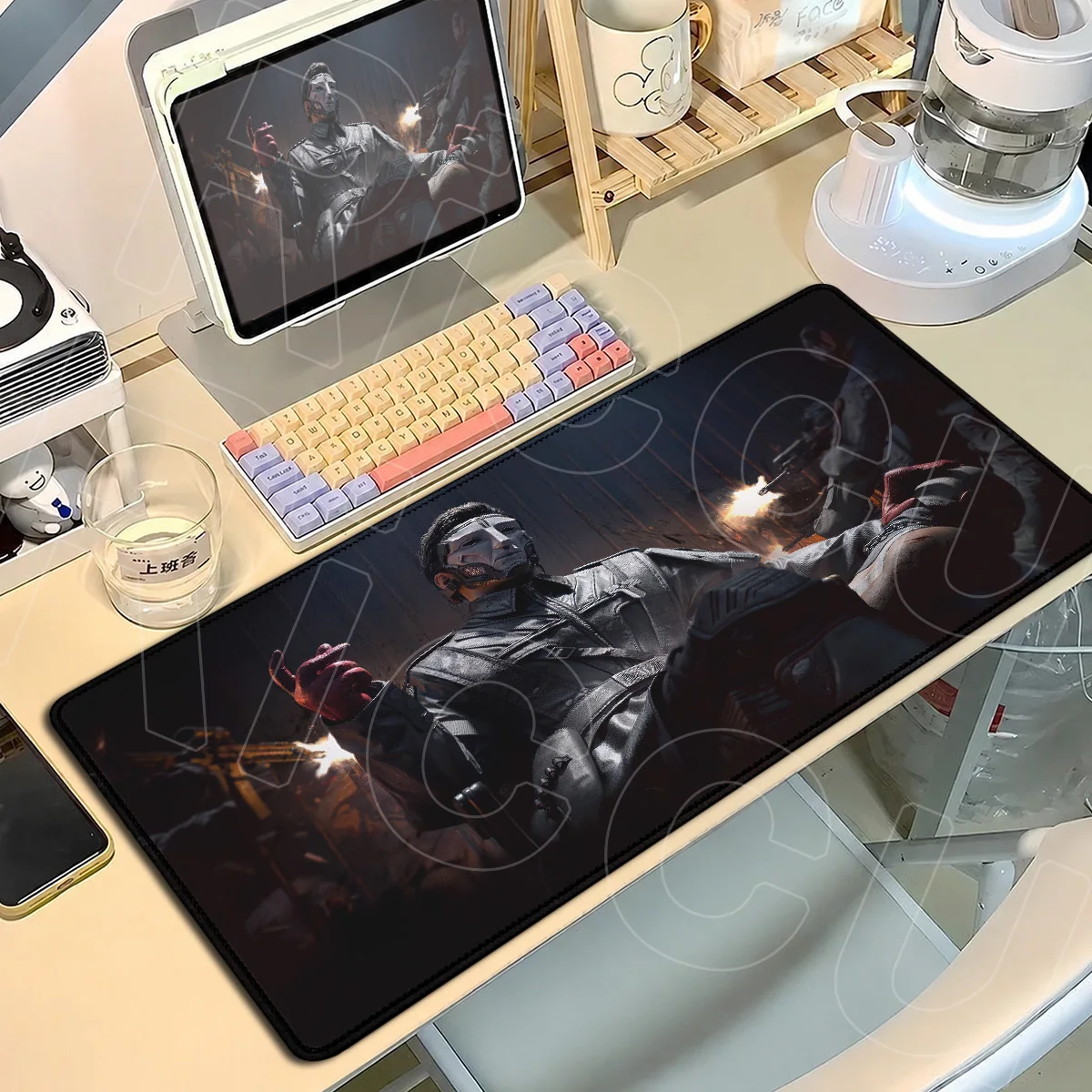 Delta Force E-Sport Gamer Notebook Gummi-Tastaturteppich Großes HD-Druck Tisch-Mauspad Home Office Maßgefertigtes Mauspad 900x400mm – Detail 7