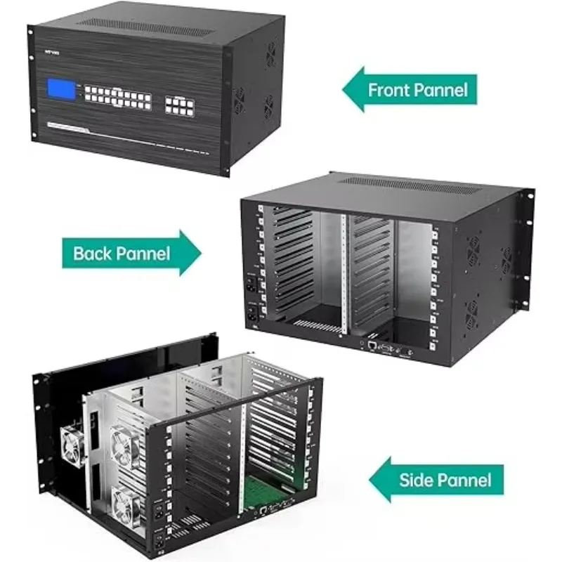 4K 36x36 Modular Matrix Switcher with Audio I/O, Web GUI, Seamless Switching, Customizable I/O Cards