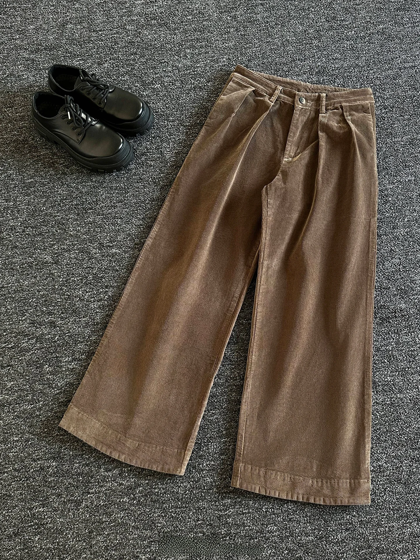 

Rise Brand Men's Spring Summer Corduroy Straight Leg Pants Loose Fit Casual Trousers Cleanfit High Waist Elastic Waisand