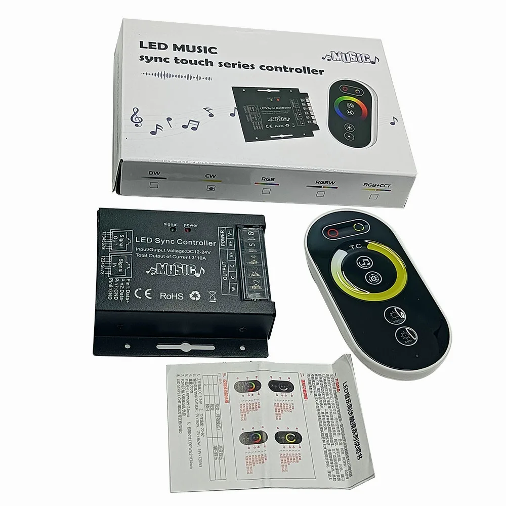 DC12-24V LED Strip Music RF Touch Remote Controller Dimmer 12A 18A for 3528 5050 SMD COB CCT RGB Tape Lights Adjust Brightness