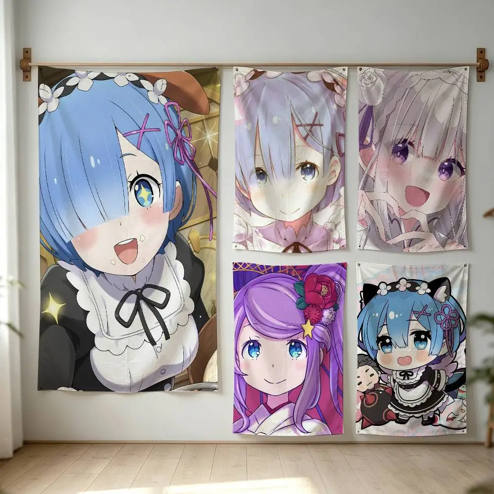 Re ZERO Starting Life in Another World Flag Digital Printing Banner for Garage Wall Out Door Decoration