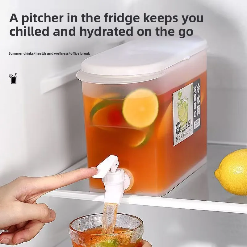 

Бытовой холодильник большой емкости 3,8 л, диспенсер для напитков с краном, чайником для воды, глечиком для сока и ведром для холодной воды