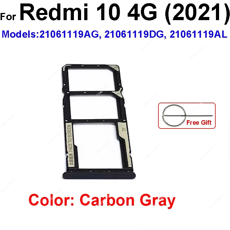 Sim Card Tray For Xiaomi Redmi 10 Prime 4G 2022 SIM Card Slot Sim Card Reader Holder Flex Ribbon Cable Repair Replacement Parts