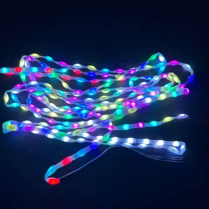 E-top DC12V RGBIC 1000 LEDS Pebble Pixel Fairy Light String 4Pin Data Return Addressable LED Seed String Light for Christmas