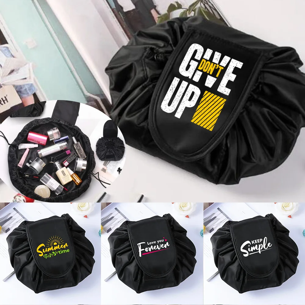 

Phrase Letter Pattern Series Printed Skin Care Products Toiletries Cosmetic Case Travel Rope Cosmetic Bag Lazy Storage Bag