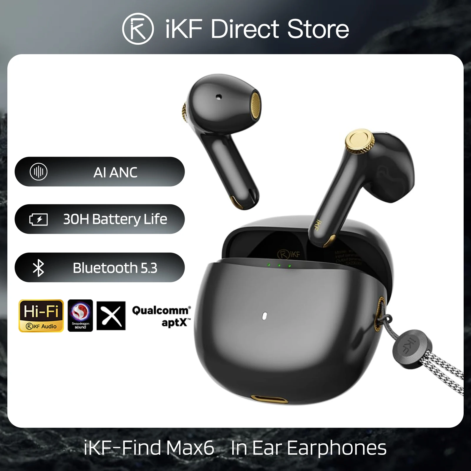 iKF-Find Max6 Wireless Earbuds  Adaptive Noise Cancelling Bluetooth Earphone 6 Mic CVC Call Noise Cancellation Qualcomm Aptx/AAC