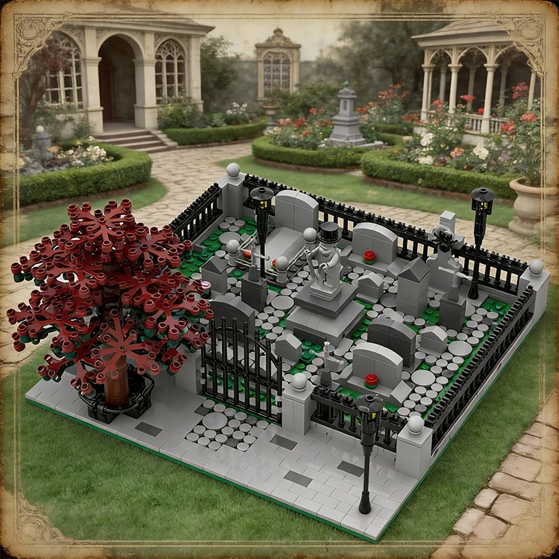 922 PCS Building Brick Modular Cemetery MOC Customize Modular Building Block Educational Creative Design DIY Toy Birthday Gift