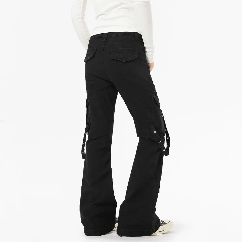 OR FL Dark Y2K Binding Strap Micro 97 Cotton Women Cargo Trousers American Streetwear Brand High Street Multiple Pockets Slacks