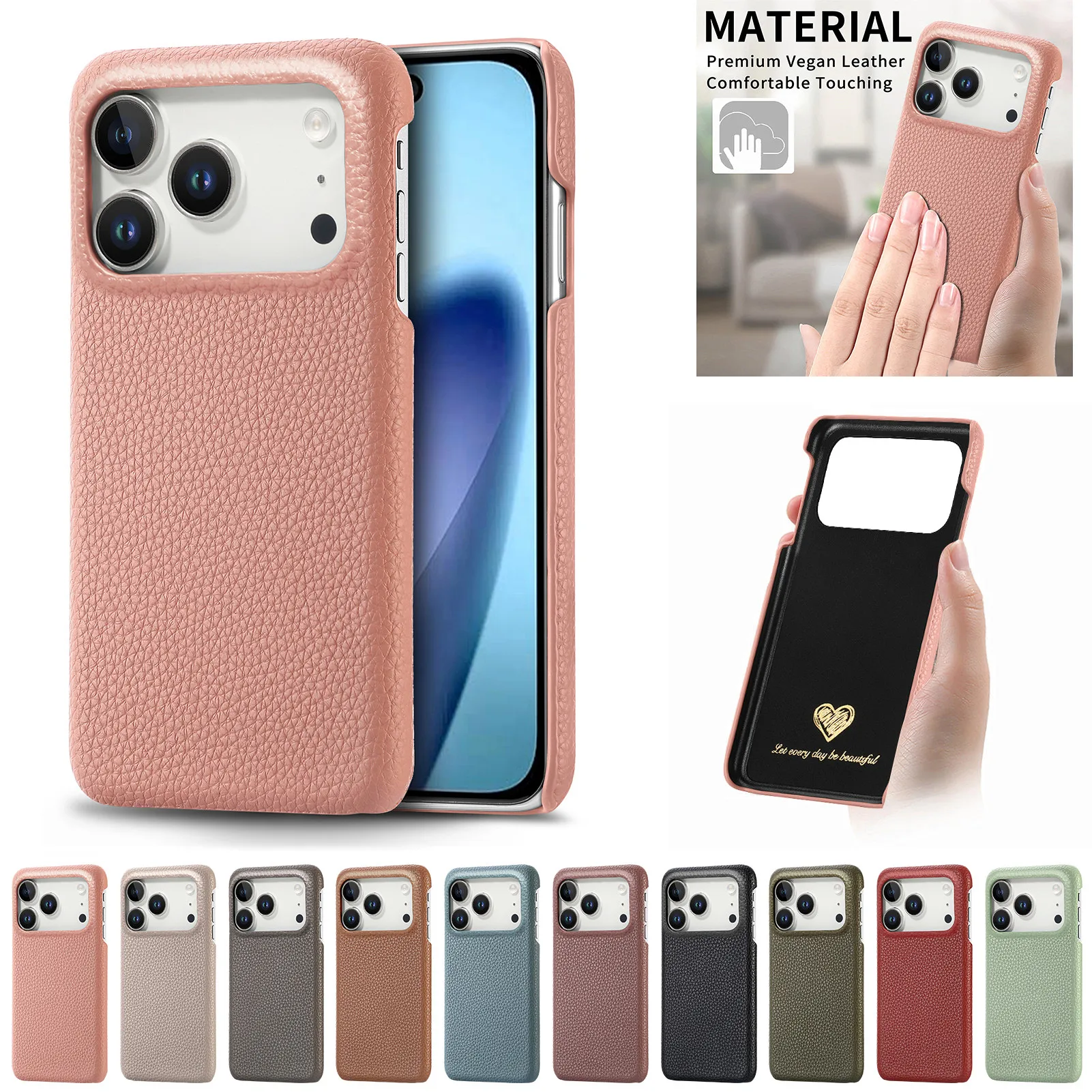 PU-Leder-Handyhülle für iPhone 17 Pro Max Air 16e 15 16 Plus 14 13 12 Ultradünne, stoßfeste Hartschale