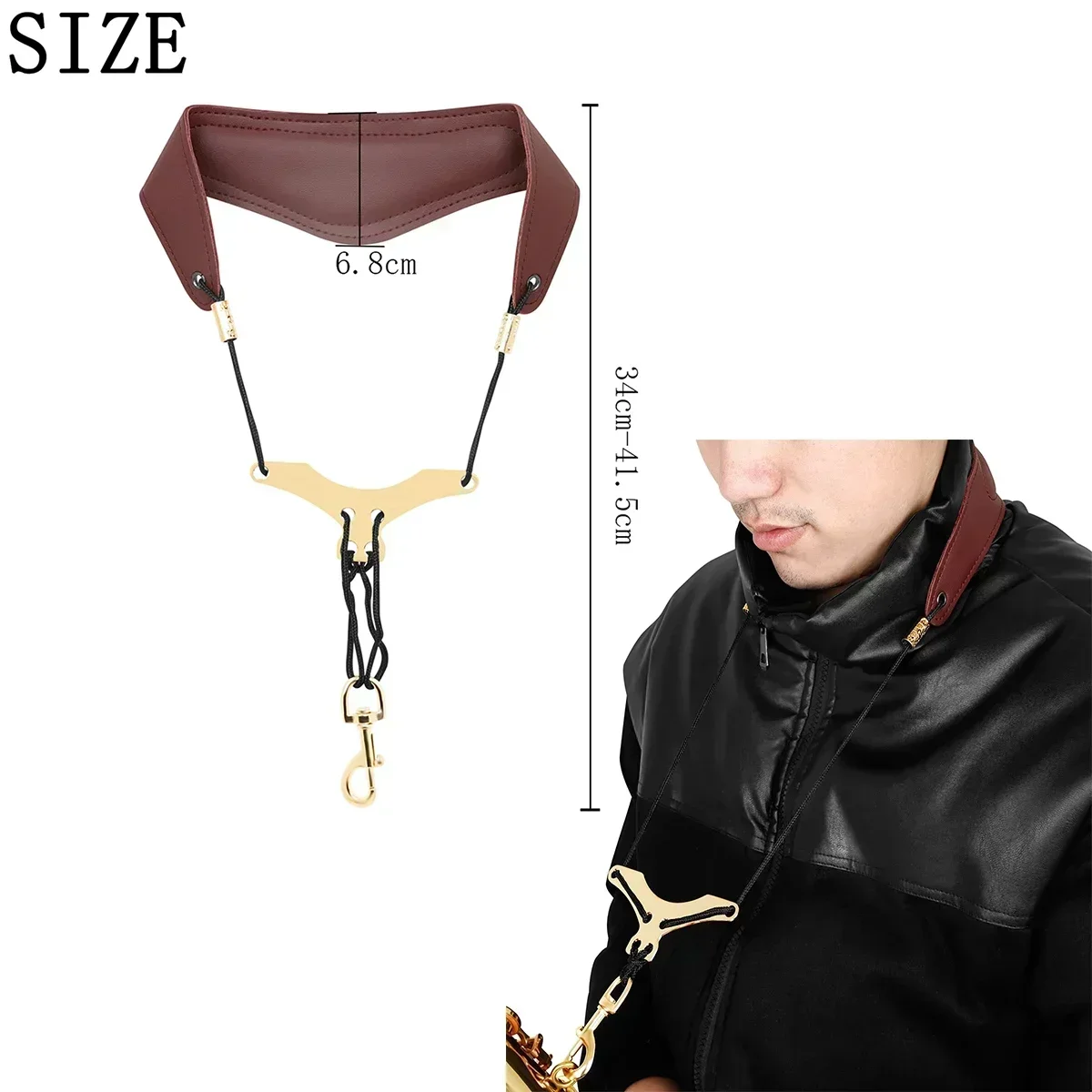 Saxophone Strap Saxophone Lanyard Neck Strap Protection Neck Sax Double Shoulder Strap Neck for Soprano Tenor Alto