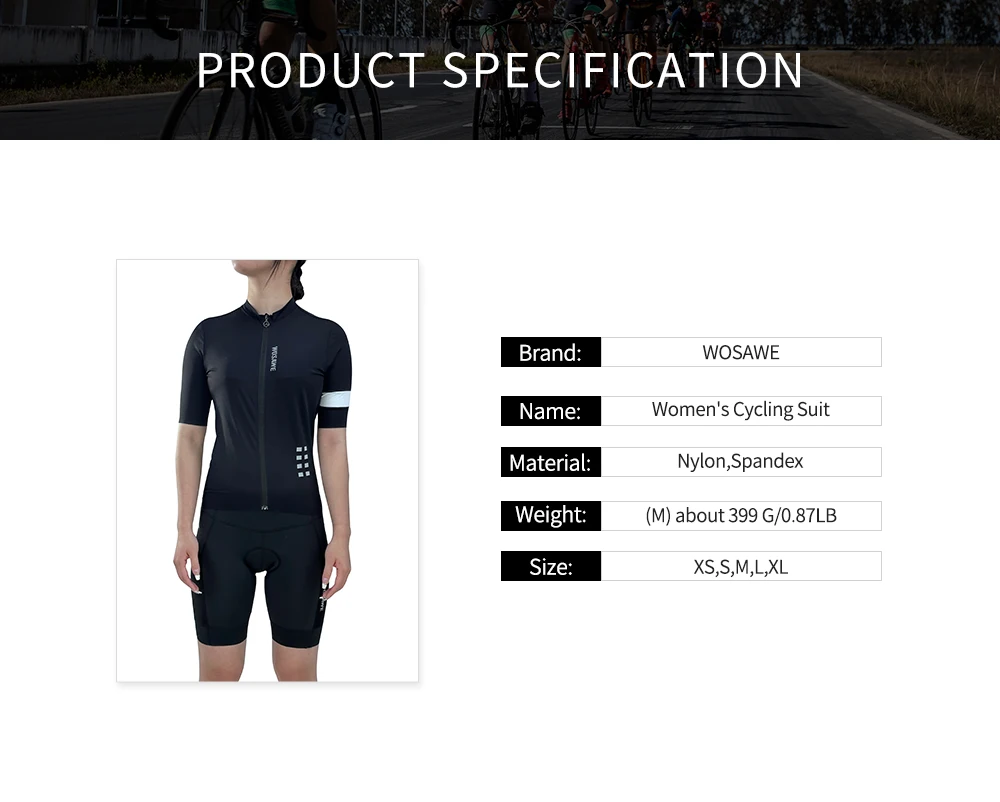 WOSAWE Womens All Day Cycling Jersey Racing Team Bike Clothing Female Bicycle Riding Tops Short Sleeve Bicycle Shirt Set