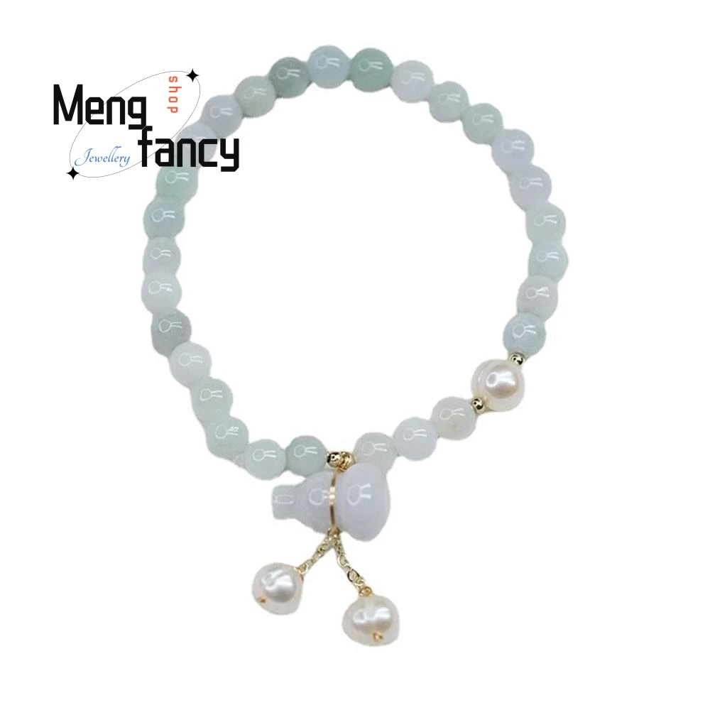 Natuurlijke Jade Parel Vrouwelijke Stijl Kalebas Hanger Kralen Armband Eenvoudige Koude Wind Vriendinnen Hand Elegante Mode Populaire Sieraden