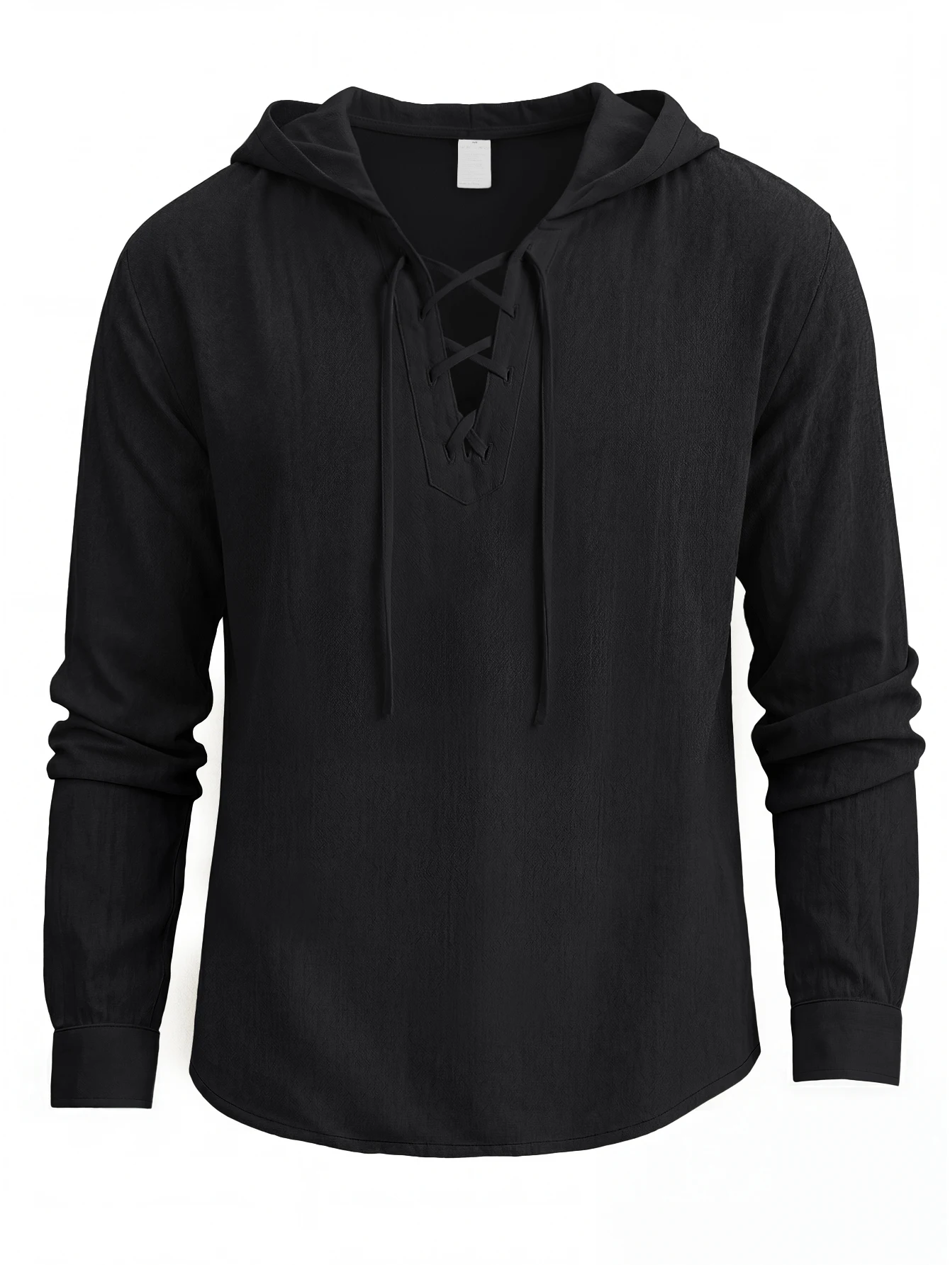 Men's Cotton Linen Hooded Henry Shirt Pullover Breathable Comfortable New Style Versatile Casual Wear