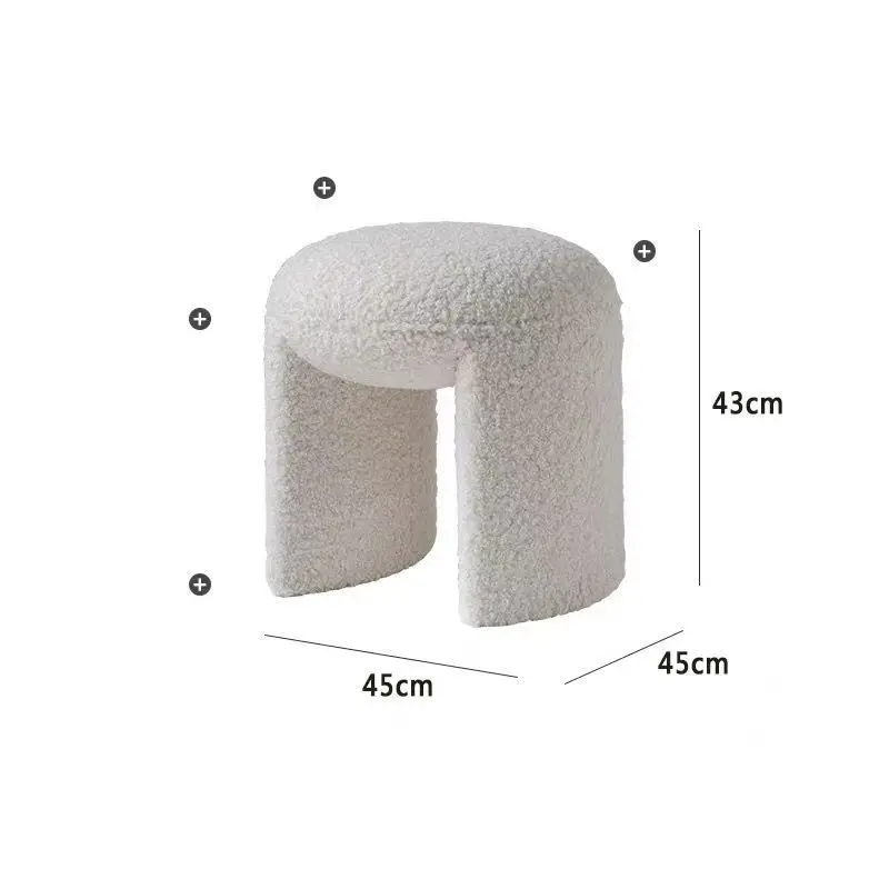 Мебель Для Дома Cute Soft Ottoman Pouf Simple Shoe Dressing Stool Small Round Makeup Pouf Footrest Cashmere Fleece