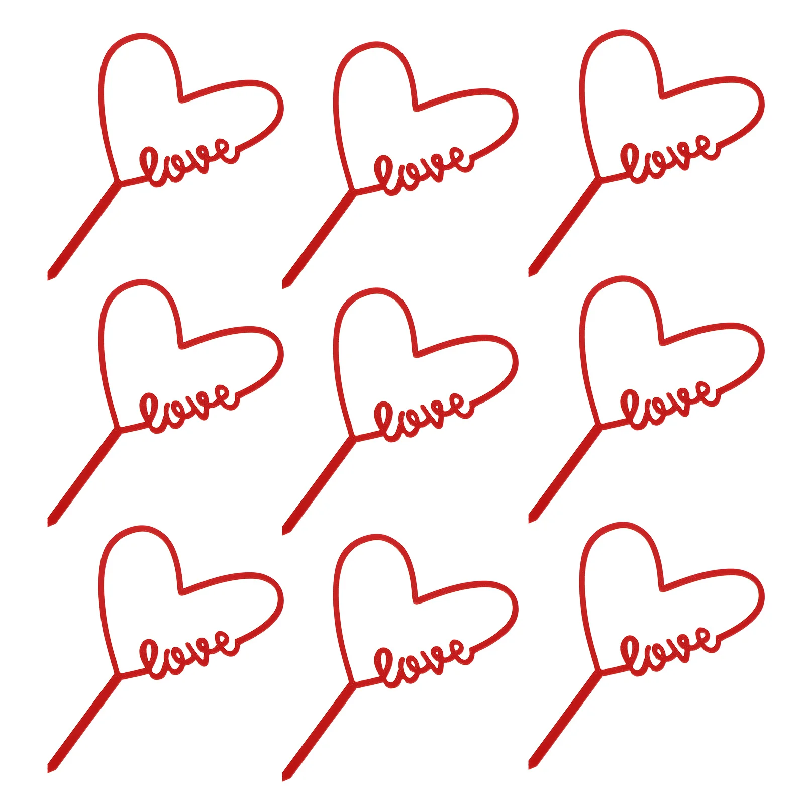 

10 pcs Heart Shape Cake Inserts Romantic Wedding Party Decorations Acrylic Cupcake Toppers Bouquet Inserts Red Multipurpose