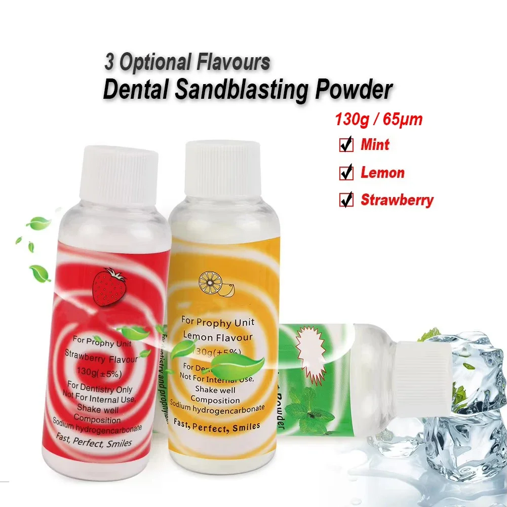 130g Dental Sandblaster Powder Air Jet Flow Polisher 65um Micron Powder Oral Tooth Whitening Cleaning Prophy Abrasive 3 Flavors