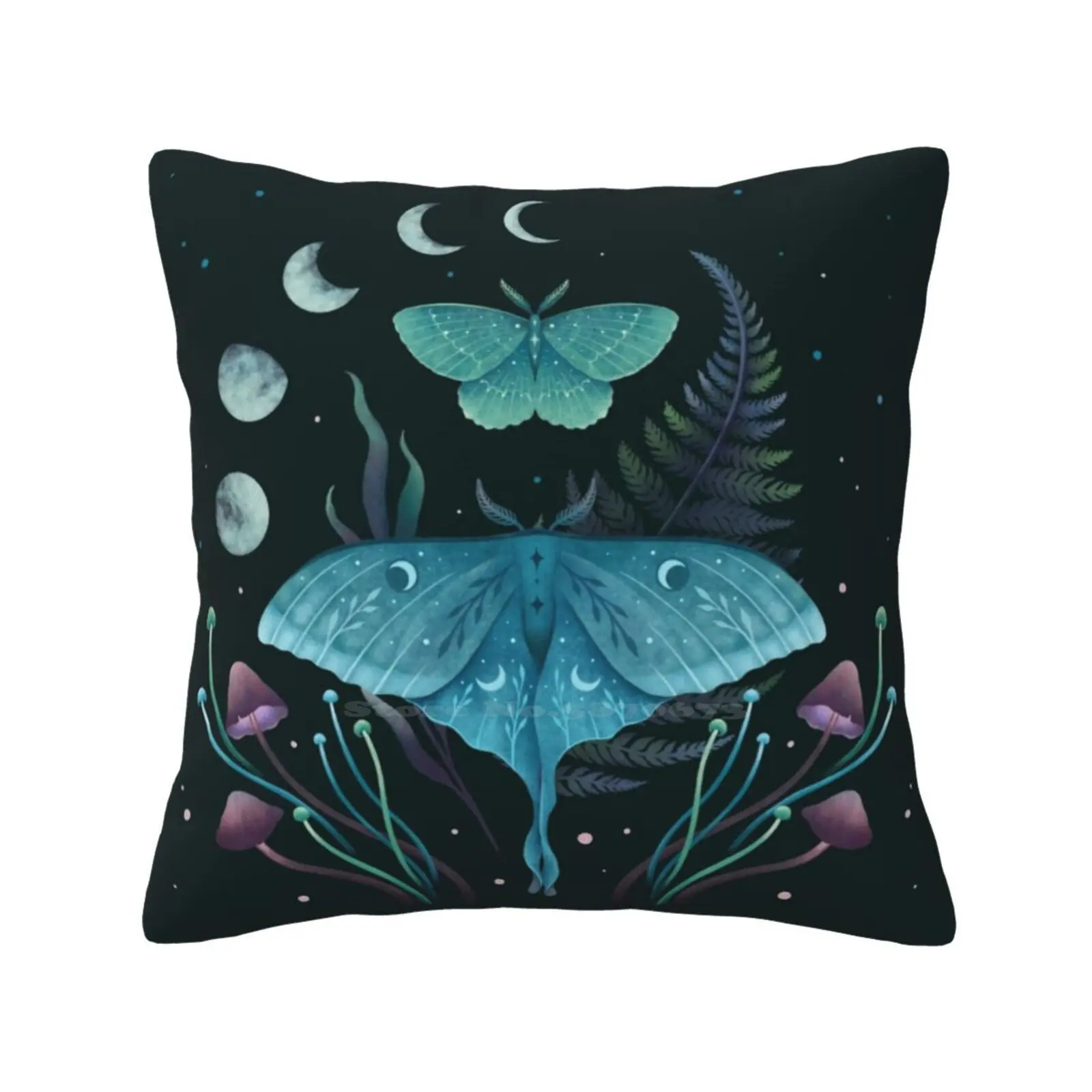 

Luna And Emerald Pillowslip Pillowcase Night Garden Moon Light Moonshine Flower Luna Moth Emerald Moth Green Moth Night Moth